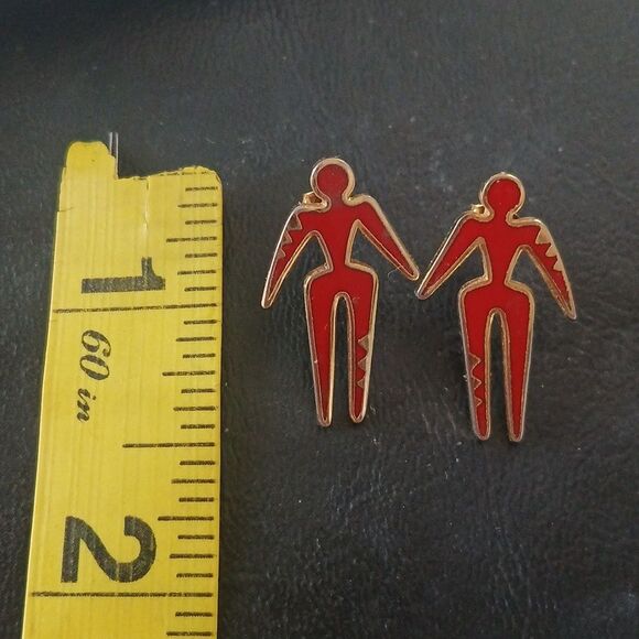 Vintage 80's Laurel Burch OLD SOUL Earrings Stud Cloisonne Enamel Collectible - Picture 4 of 12